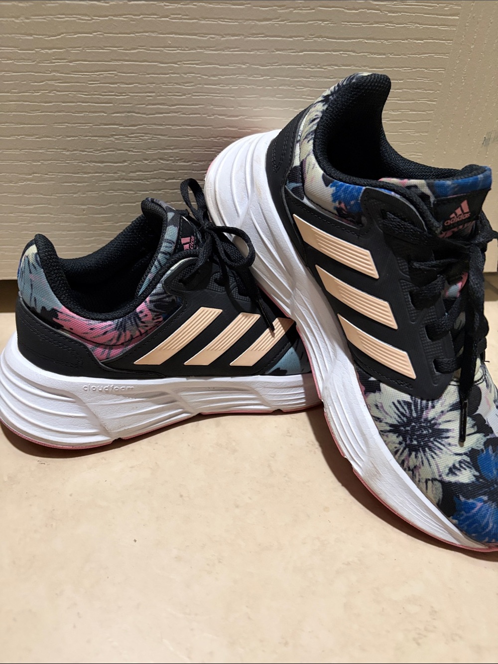 adidas Women's Floral Athletic Sneakers in Black, Pink & Blue